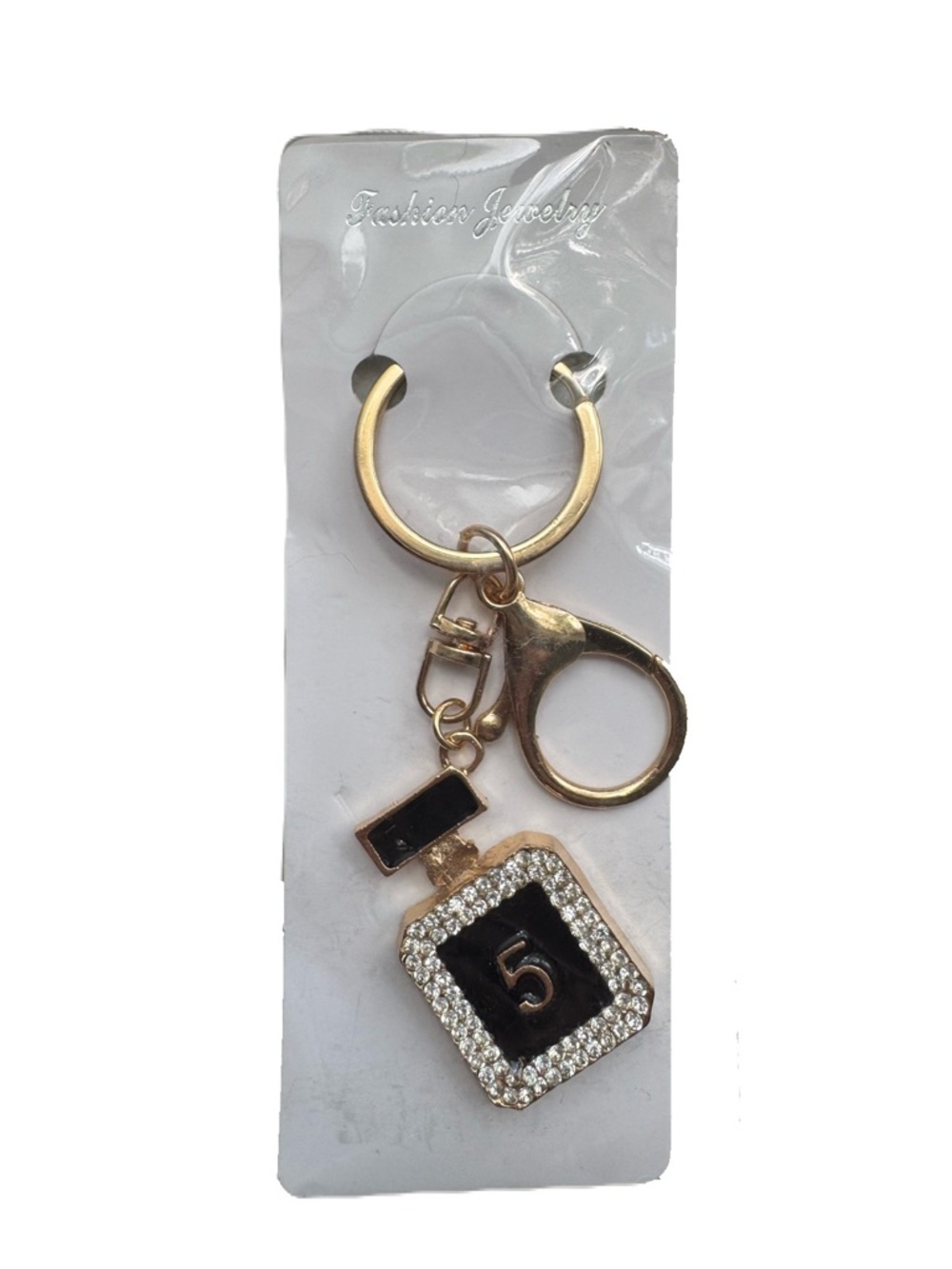 Gold and Black Perfume Bottle Keychain/Bag Charm